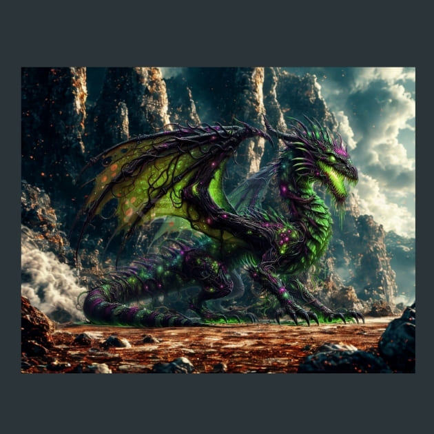 Poisonous Jungle Dragon Metal Wall Art and Desktop Mouse Pad by X2Metal