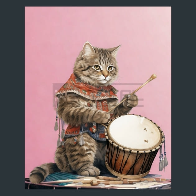 Power in Peace Cat Metal Wall Art and Desktop Mouse Pad by X2Metal