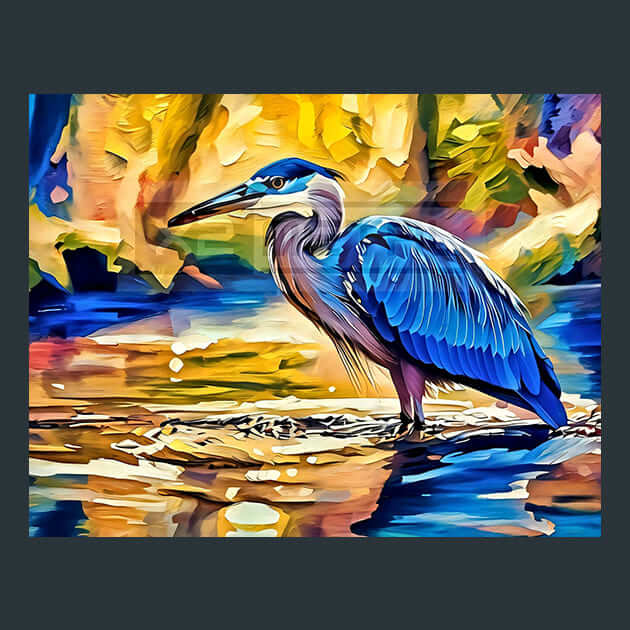 Powerful Heron Metal Wall Art and Desktop Mouse Pad by X2Metal