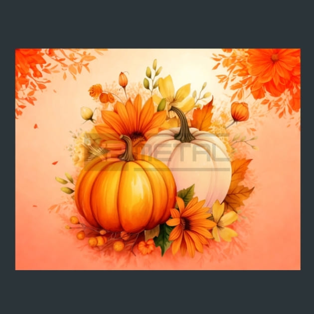 Pumpkin Flowers 15 Metal Wall Art and Desktop Mouse Pad by X2Metal