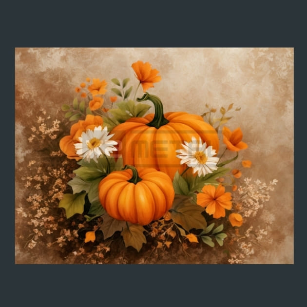Pumpkin Flowers 18 Metal Wall Art and Desktop Mouse Pad by X2Metal
