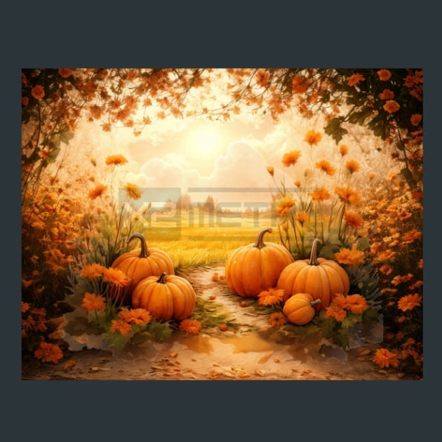 Pumpkin Flowers 2 Metal Wall Art and Desktop Mouse Pad by X2Metal