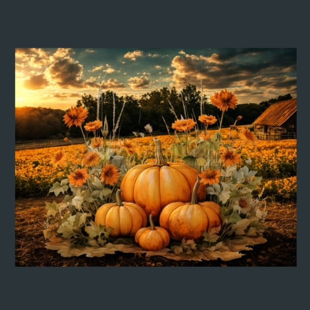 Pumpkin Flowers 4 Metal Wall Art and Desktop Mouse Pad by X2Metal