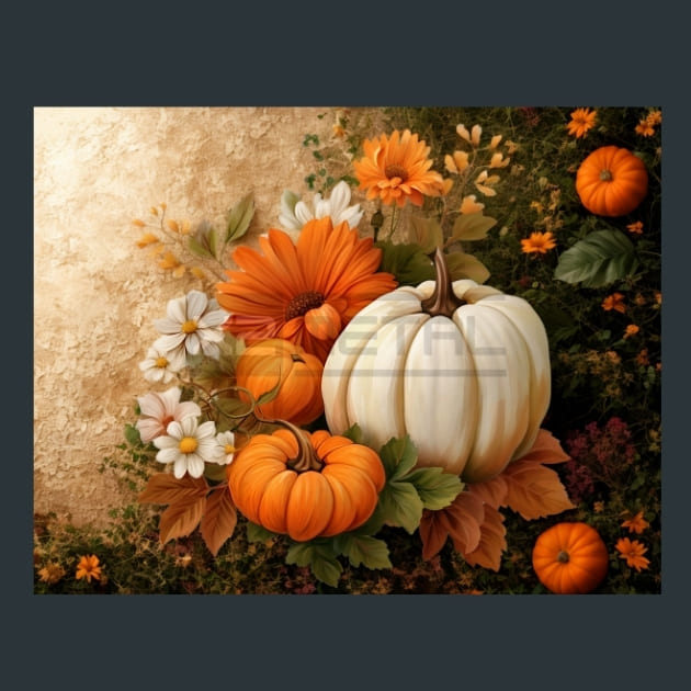 Pumpkin Flowers 5 Metal Wall Art and Desktop Mouse Pad by X2Metal