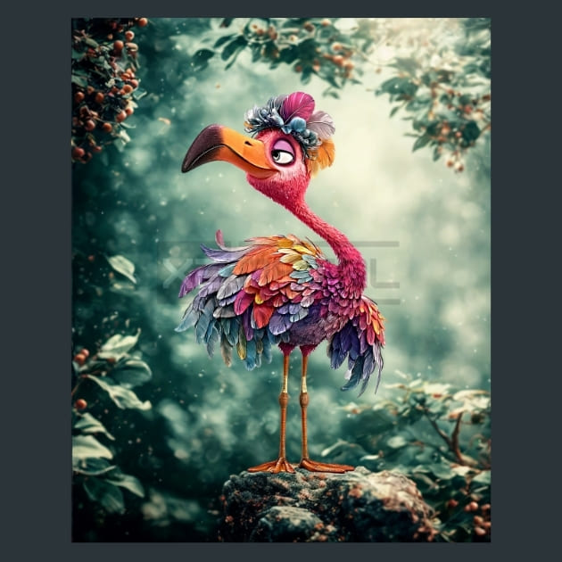 Quirky-Flamingo-1-metal-prints-posters-mouse-pads