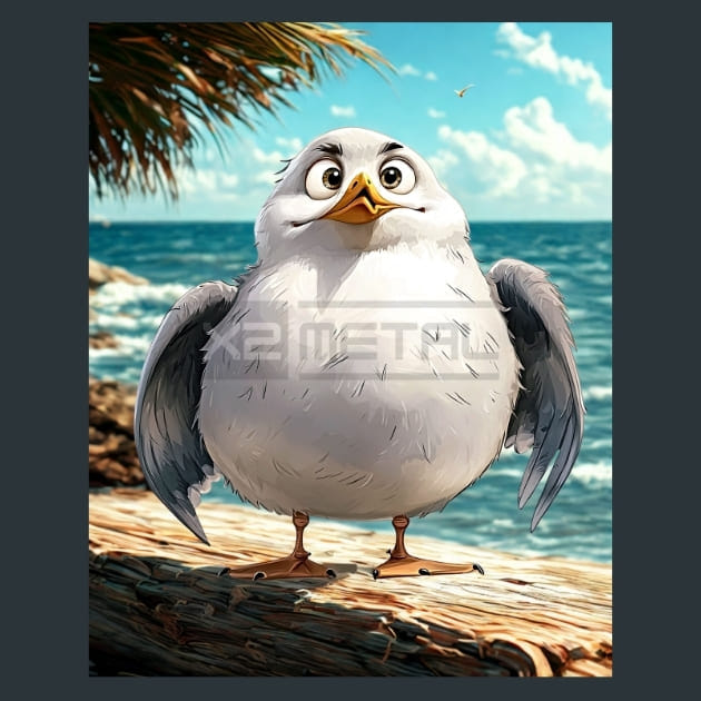Quirky Seagull 21 Metal Wall Art and Desktop Mouse Pad by X2Metal