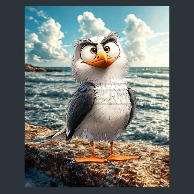 Quirky-Seagull-3-metal-prints-posters-mouse-pads