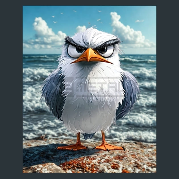 Quirky-Seagull-5-metal-prints-posters-mouse-pads