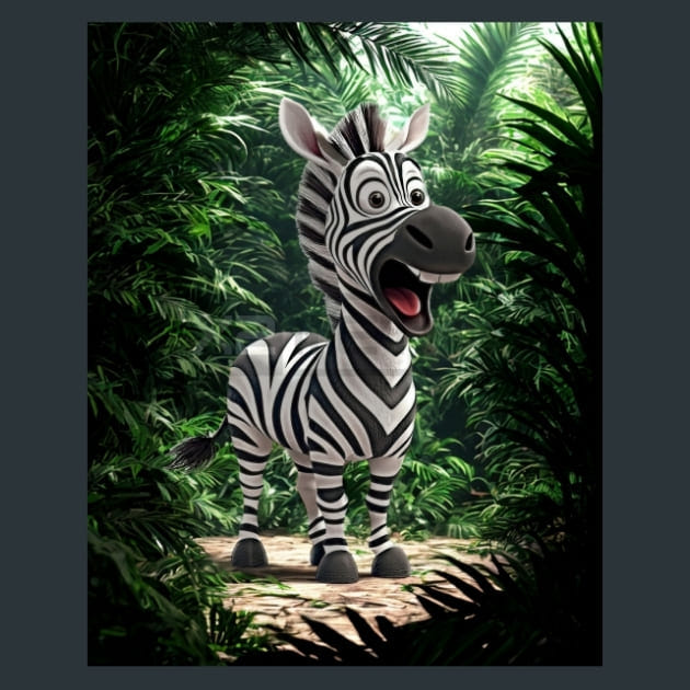 Quirky Zebra 3 Metal Wall Art and Desktop Mouse Pad by X2Metal