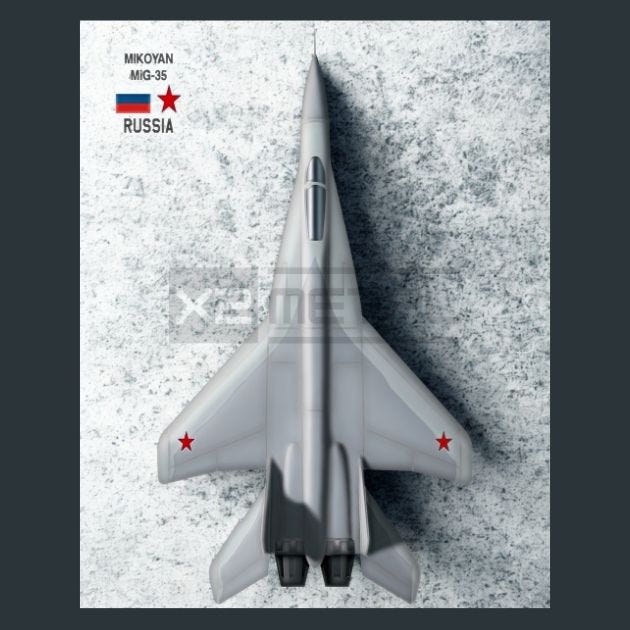 RU MiG-35 Jet Metal Wall Art and Desktop Mouse Pad by X2Metal