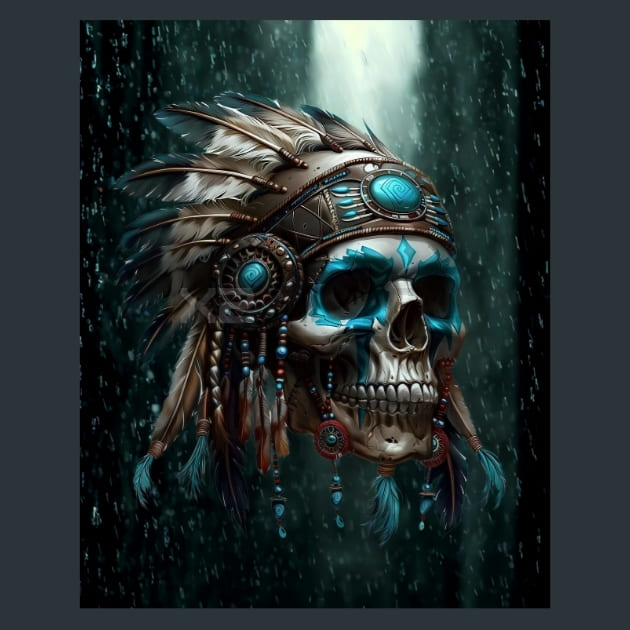 Rain Spirit Skull -Native American Metal Wall Art and Desktop Mouse Pad by X2Metal