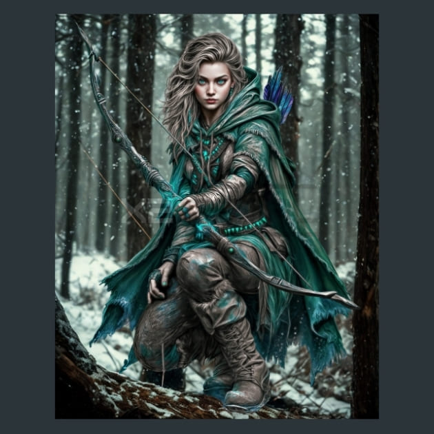 Ranger Hunter with Bow Metal Wall Art and Desktop Mouse Pad by X2Metal