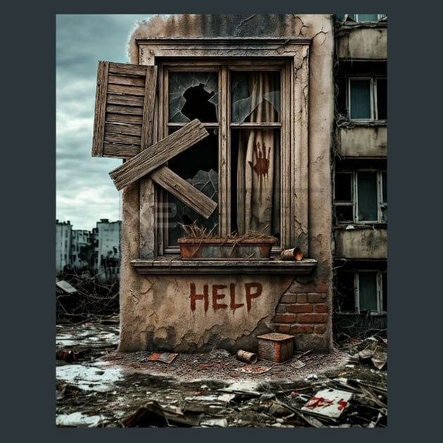 Ravaged Apartment-Zombie Wasteland Metal Wall Art and Desktop Mouse Pad by X2Metal