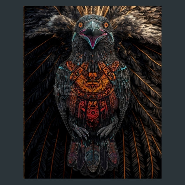 Raven-Zodiac-Native-American Metal Wall Art and Desktop Mouse Pad by X2Metal