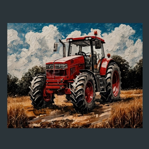 Red Tractor 10 Metal Wall Art and Desktop Mouse Pad by X2Metal