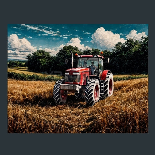 Red Tractor 15 Metal Wall Art and Desktop Mouse Pad by X2Metal