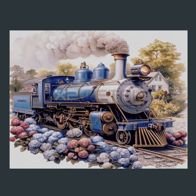 Retro-Train-15-Metal-Prints