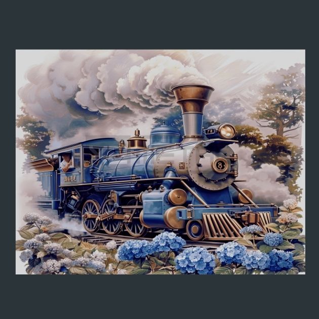 Retro-Train-16-Metal-Prints