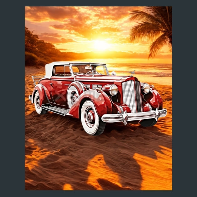Retro Car Rides 11 Metal Wall Art and Desktop Mouse Pad by X2Metal