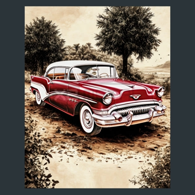 Retro Car Rides 12 Metal Wall Art and Desktop Mouse Pad by X2Metal