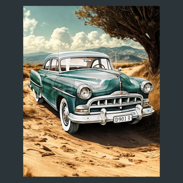 Retro Car Rides 23 Metal Wall Art and Desktop Mouse Pad by X2Metal