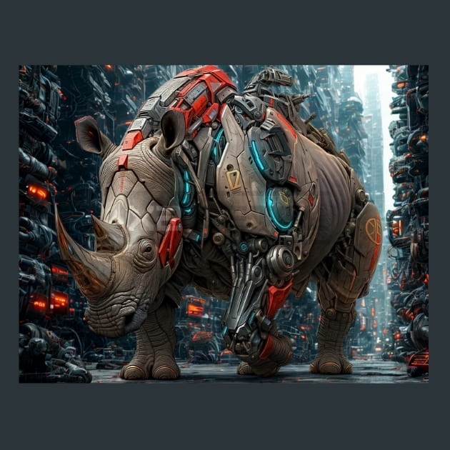 Rhino Mechanimals Metal Wall Art and Desktop Mouse Pad by X2Metal