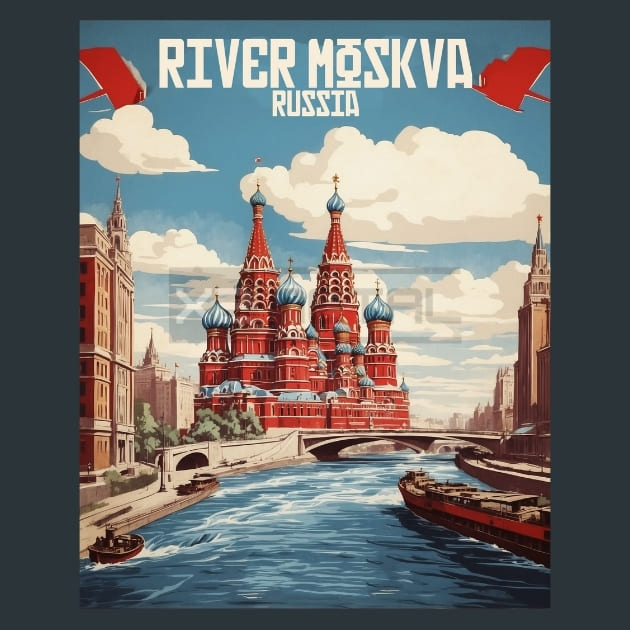 River Moskva Russia Metal Prints Posters and Mouse Pads