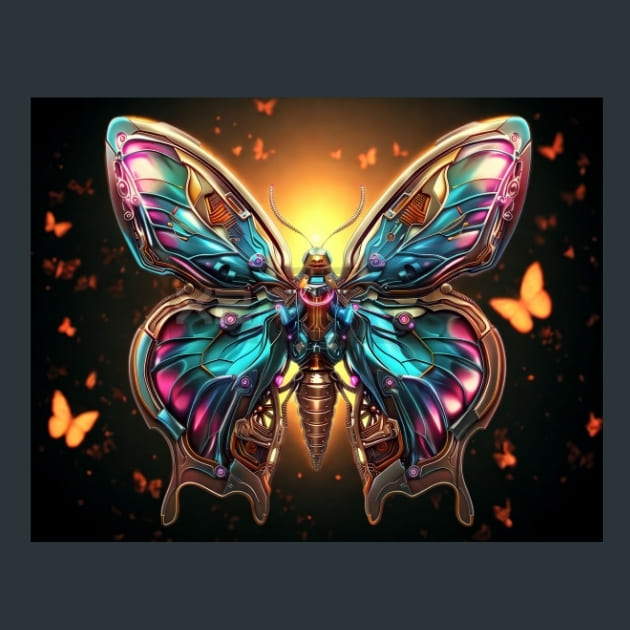Robotic Butterfly Metal Wall Art and Desktop Mouse Pad by X2Metal
