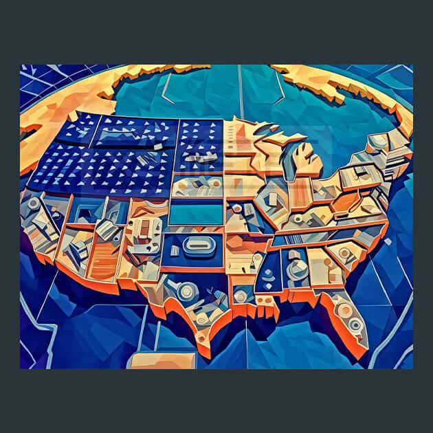 Robotic Republic Map Metal Wall Art and Desktop Mouse Pad by X2Metal