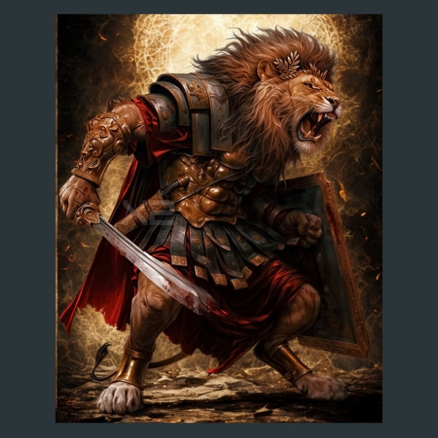 Roman Lion Warriors - Alpha Animals Metal Wall Art and Desktop Mouse Pad by X2Metal