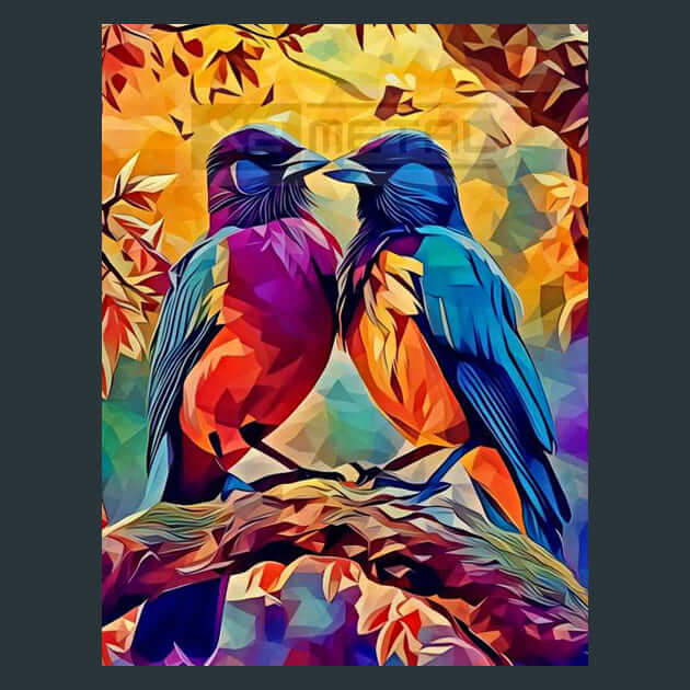Romantic Bird Pair Metal Wall Art and Desktop Mouse Pad by X2Metal