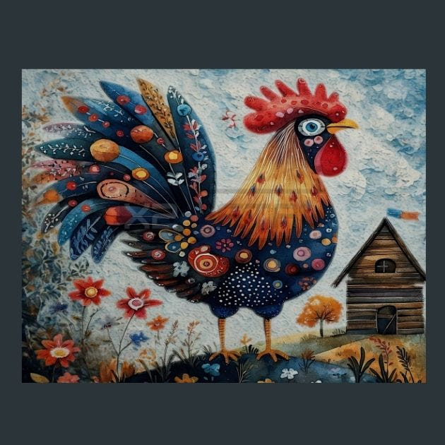 Rooster Sunrise 1 Metal Wall Art and Desktop Mouse Pad by X2Metal