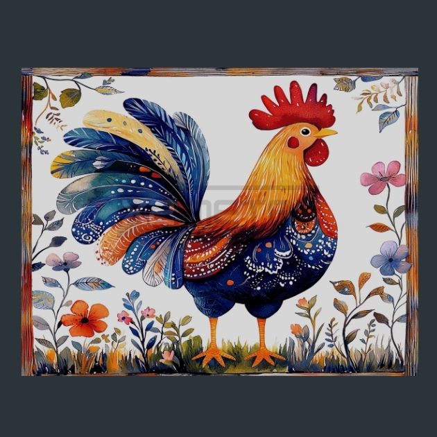 Rooster Sunrise 14 Metal Wall Art and Desktop Mouse Pad by X2Metal