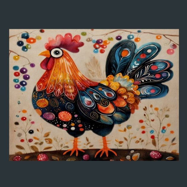Rooster Sunrise 20 Metal Wall Art and Desktop Mouse Pad by X2Metal