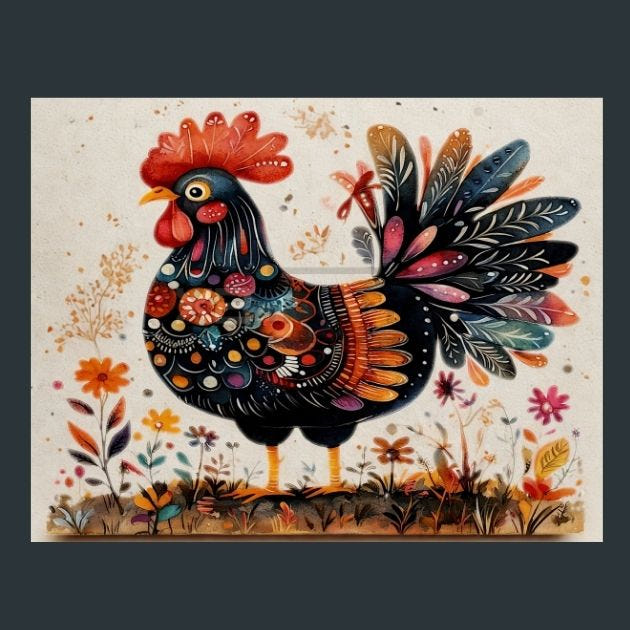 Rooster Sunrise 21 Metal Wall Art and Desktop Mouse Pad by X2Metal
