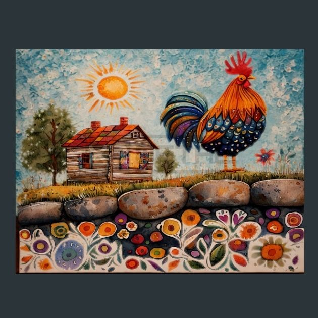 Rooster-Sunrise-3-Metal-Prints