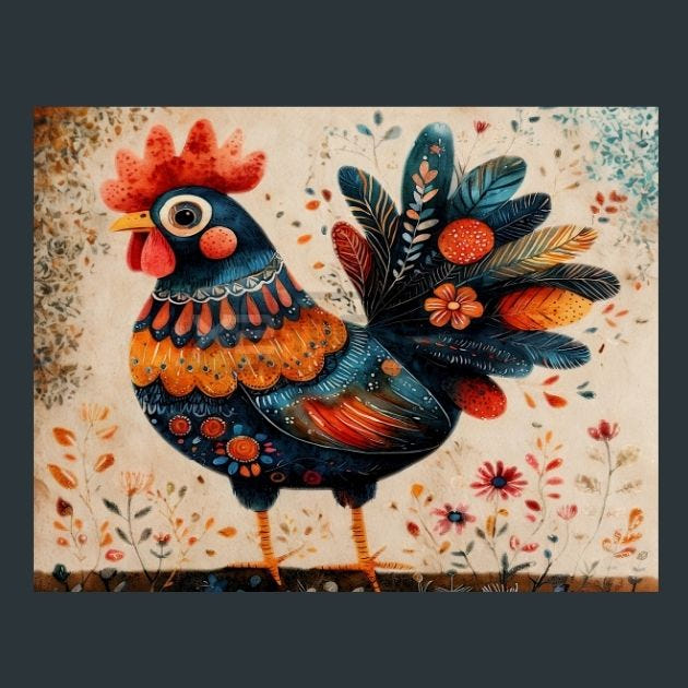 Rooster Sunrise 31 Metal Wall Art and Desktop Mouse Pad by X2Metal
