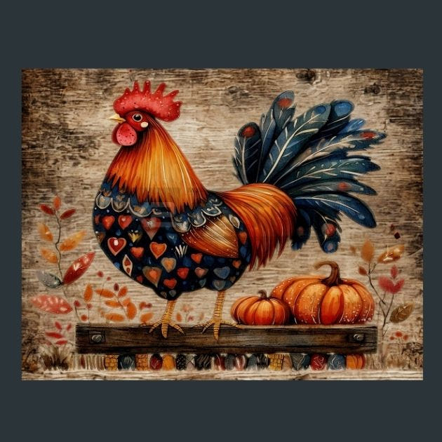 Rooster Sunrise 33 Metal Wall Art and Desktop Mouse Pad by X2Metal