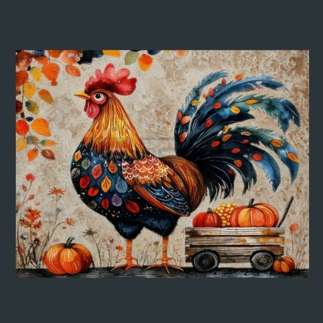 Rooster Sunrise 34 Metal Wall Art and Desktop Mouse Pad by X2Metal