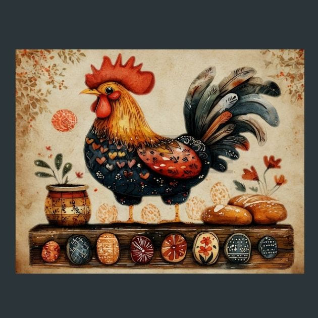 Rooster Sunrise 4 Metal Wall Art and Desktop Mouse Pad by X2Metal