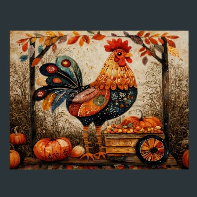 Rooster Sunrise 5 Metal Wall Art and Desktop Mouse Pad by X2Metal
