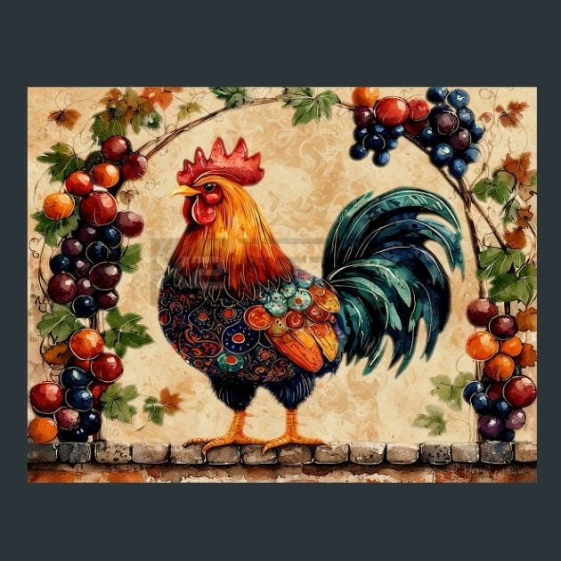 Rooster Sunrise 6 Metal Wall Art and Desktop Mouse Pad by X2Metal