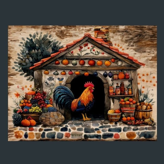 Rooster Sunrise 7 Metal Wall Art and Desktop Mouse Pad by X2Metal