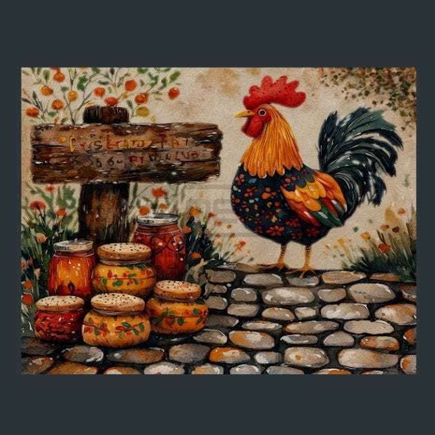 Rooster Sunrise 8 Metal Wall Art and Desktop Mouse Pad by X2Metal