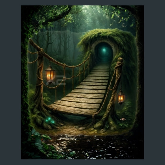 Rope-Bridge-Magical-Forest-metal-prints-posters-mouse-pads