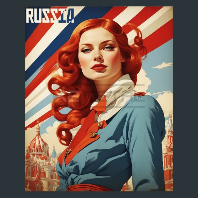 Russia Redhead Woman Russia Metal Prints Posters and Mouse Pads