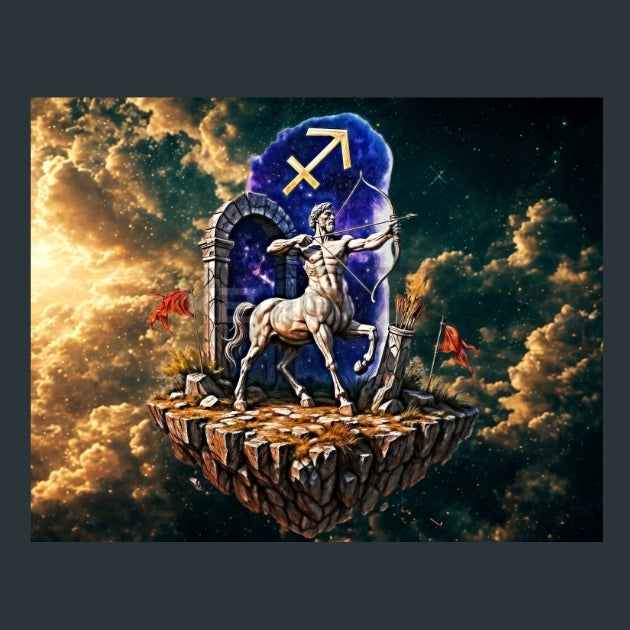 Sagittarius-Zodiac-Signs-Floating Metal Wall Art and Desktop Mouse Pad by X2Metal