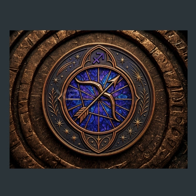 Sagittarius-Zodiac-Signs-Gothic Metal Wall Art and Desktop Mouse Pad by X2Metal