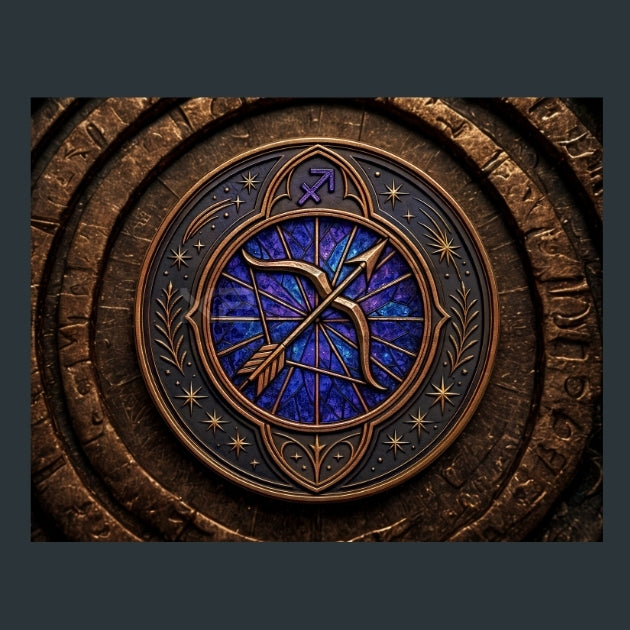 Sagittarius-Zodiac-Signs-Gothic Metal Wall Art and Desktop Mouse Pad by X2Metal