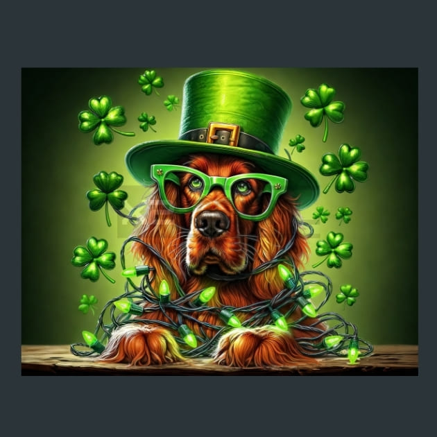 Saint Patricks Day Dog 1 Metal Wall Art and Desktop Mouse Pad by X2Metal
